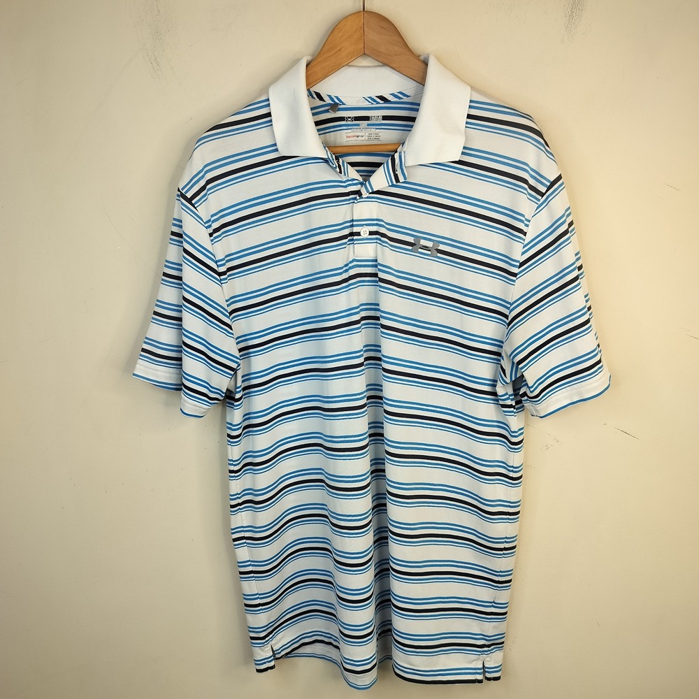 Polo Shirt Mens Striped Performance Athletic Golf Sold - Picture 1 of 4